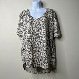 American Eagle Soft & Sexy Leopard Print Short Sleeve Top Medium